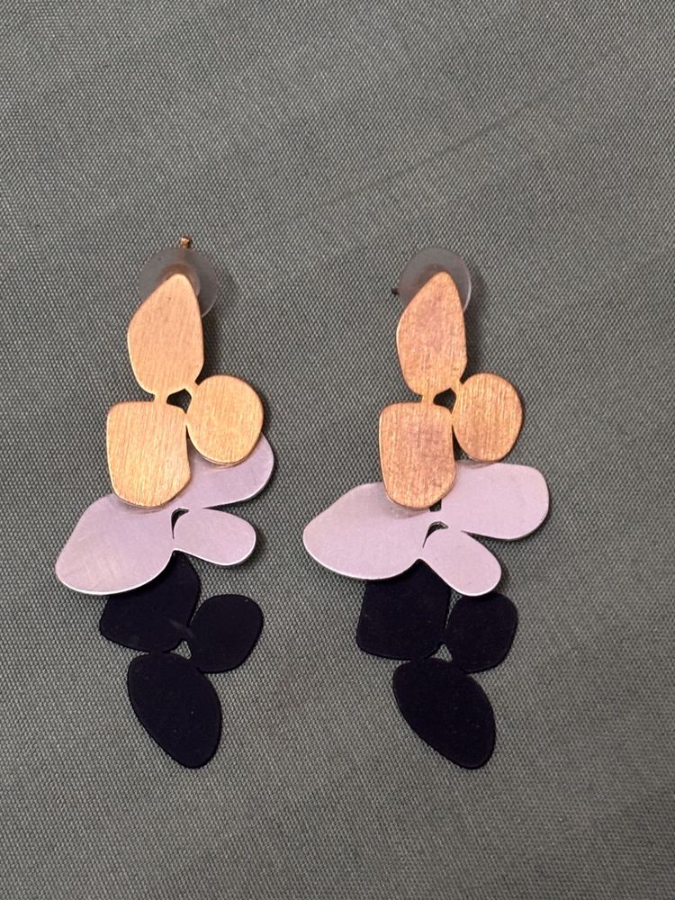 Petal Flow – Artistic Layered Floral Drop Earrings
