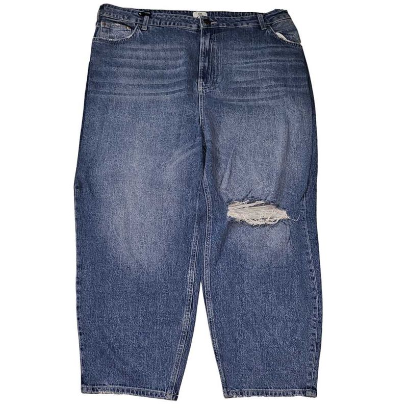 Ripped Denim Wide Leg Baggy  Jeans