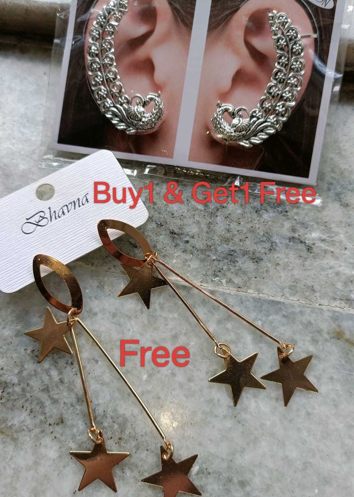 Buy1Get1Free|Silver Peacock Ear Cuff&amp;Star Earrings