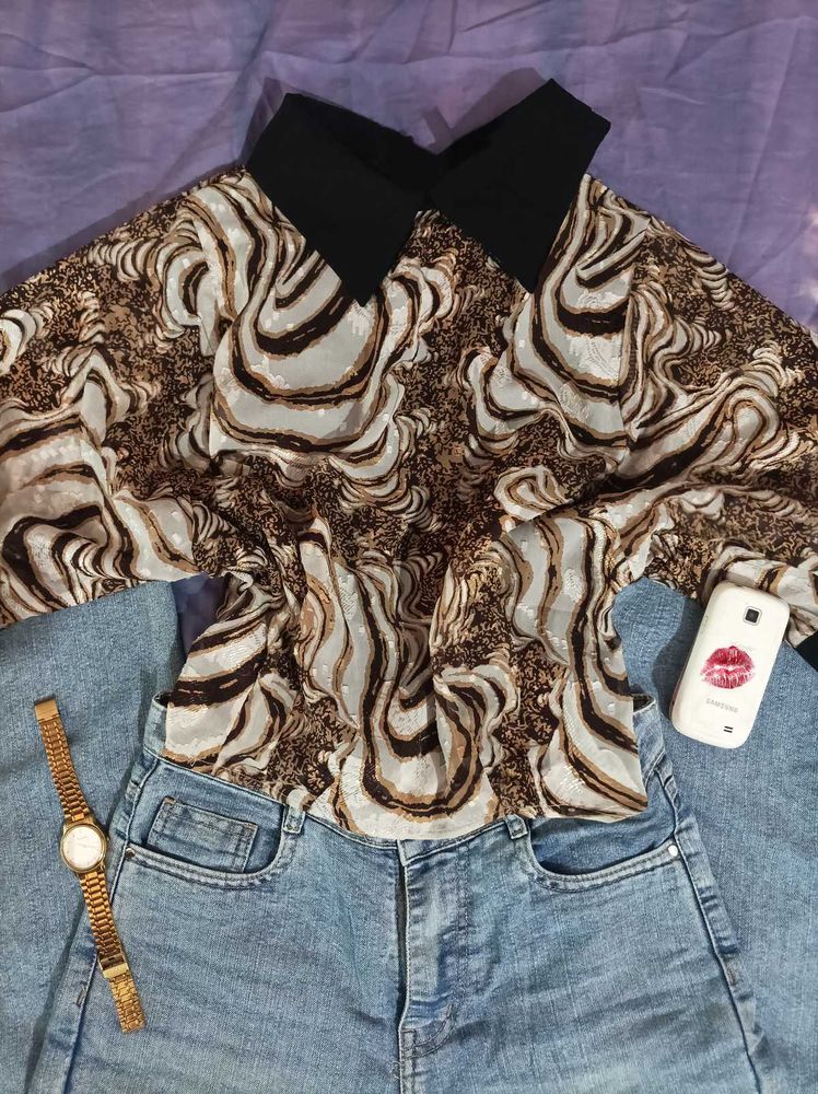 Y2k animal print oversized top