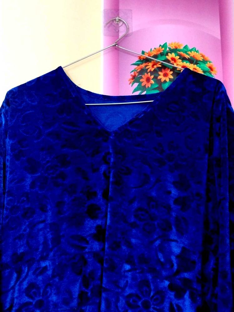 Blue Velvet Long Dress