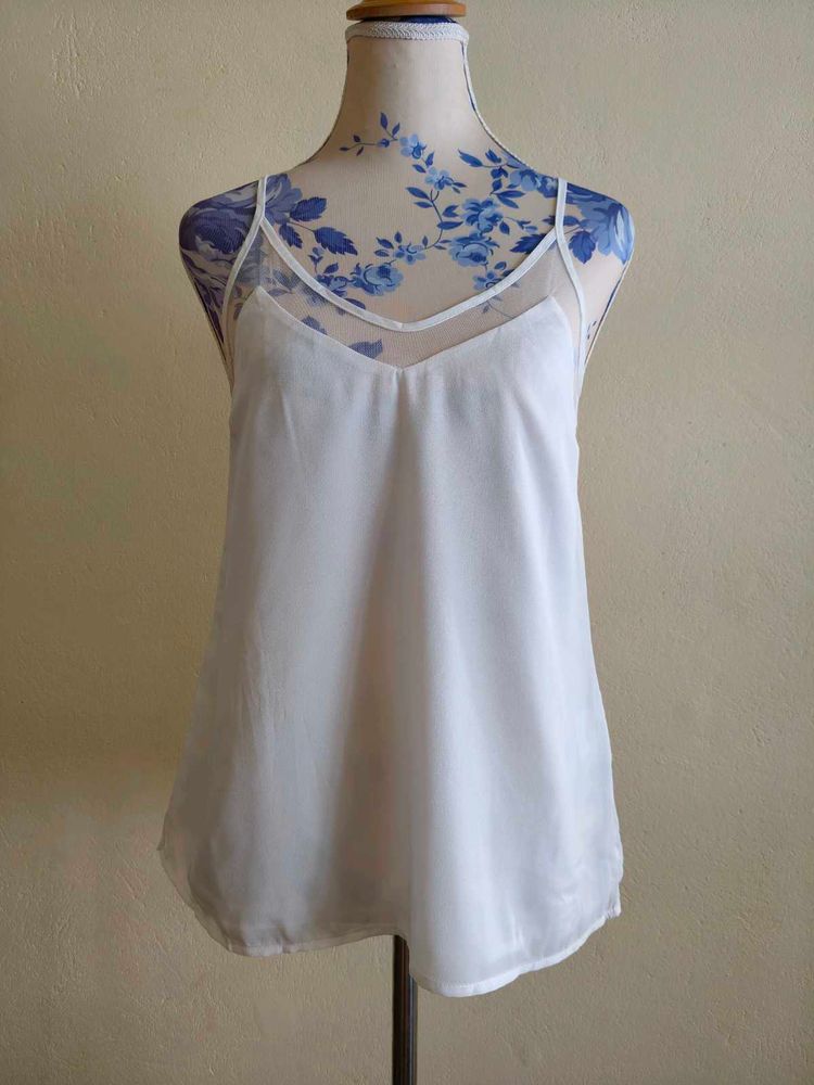 White Sheer V-Neck Tank