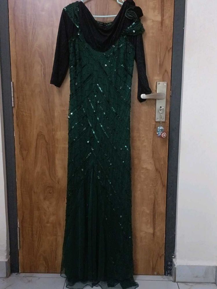 Elegant Green Sequin Gown