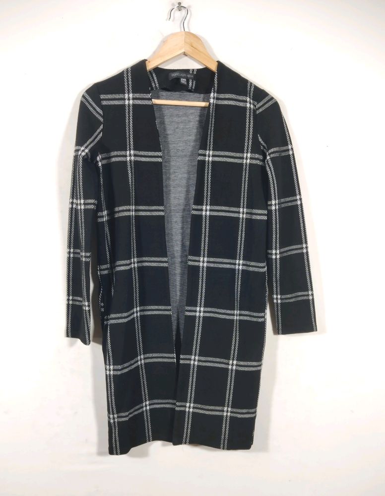 Forever New Black Checks Winter Overcoat (Women's)
