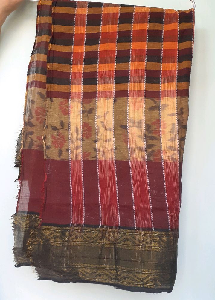 Women&#39;s Tant Saree Bengali Sari Indian Traditional Ethnic Wear For Girls Wife Women Ladies Brown Floral Design Saree Sutir Sari Cotton Multicolor Tater Sari Like New Saree Casual Daily wear Saree