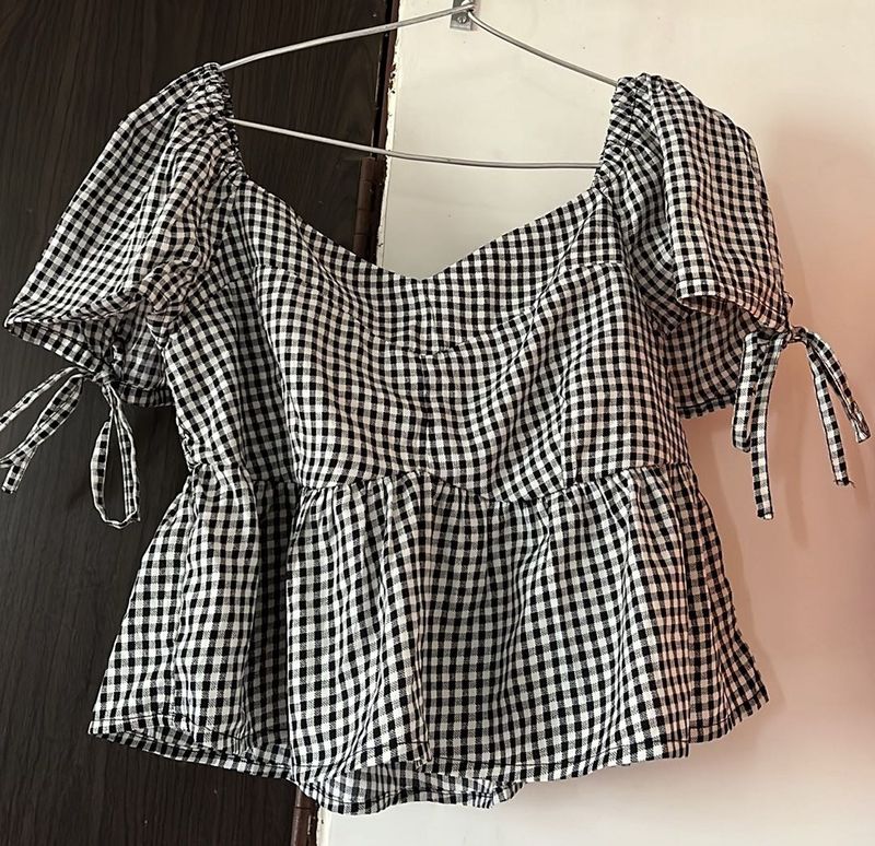 Gingham Peplum Top