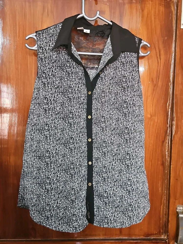 Sleeveless Button-Down Top