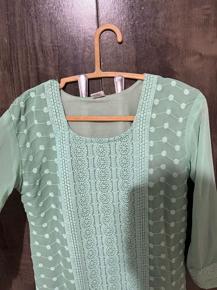 Mint Green Embroidered Kurti