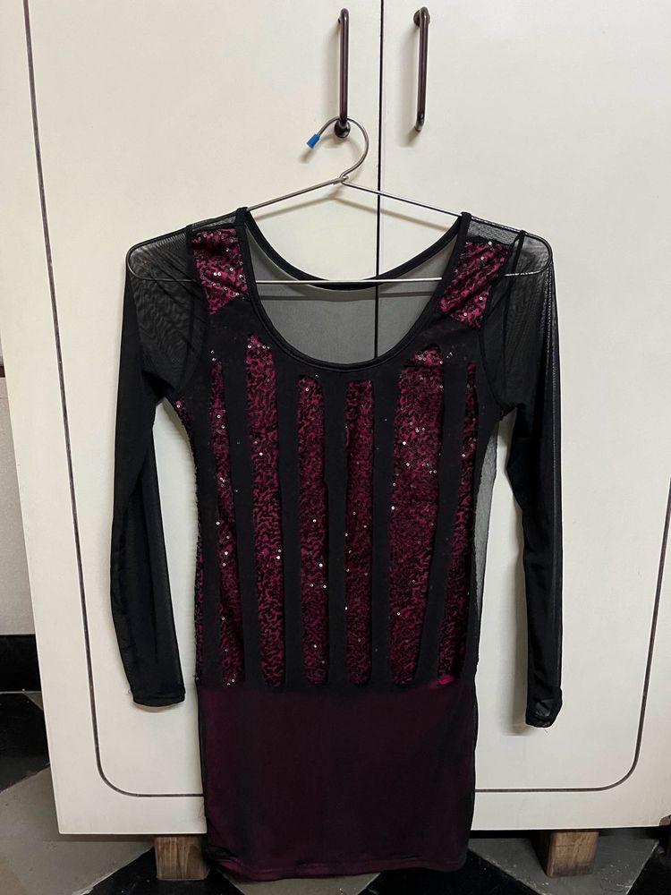 Black &amp; Pink Sequin Dress