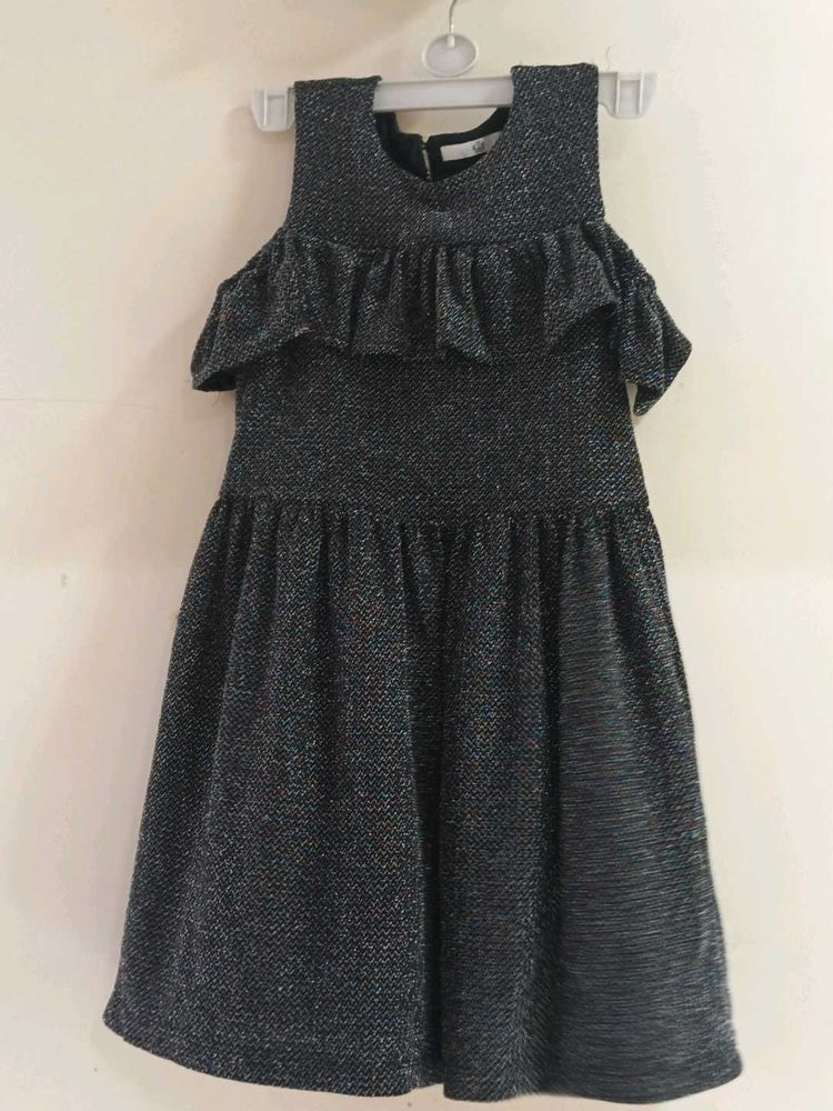 Shimmering Multicolour Offshoulder Dress For Kids