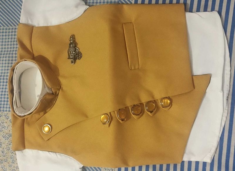Elegant Mustard Colour Vest &amp; Shirt Set