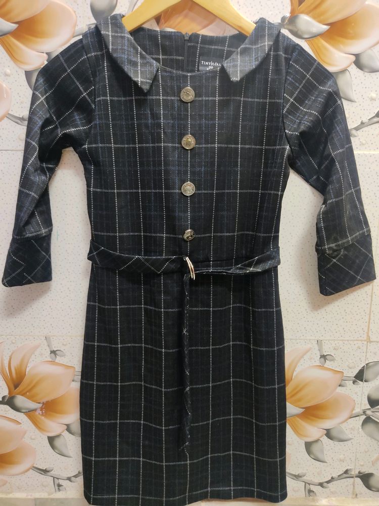 Black check dress for girls