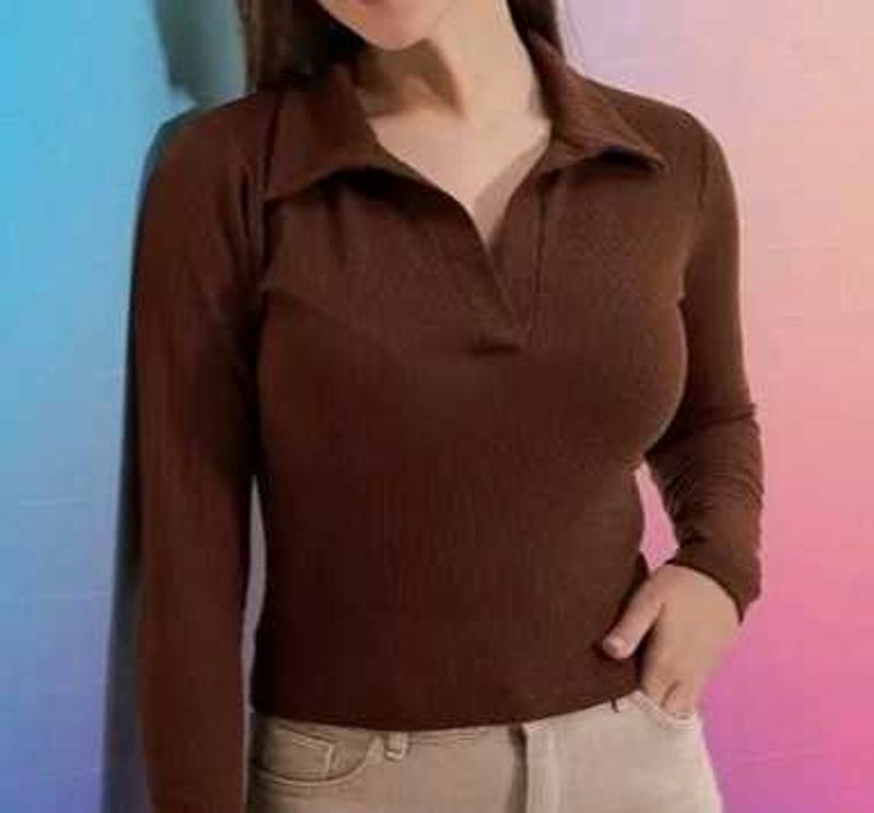 Coffee Color Long Sleeve Top