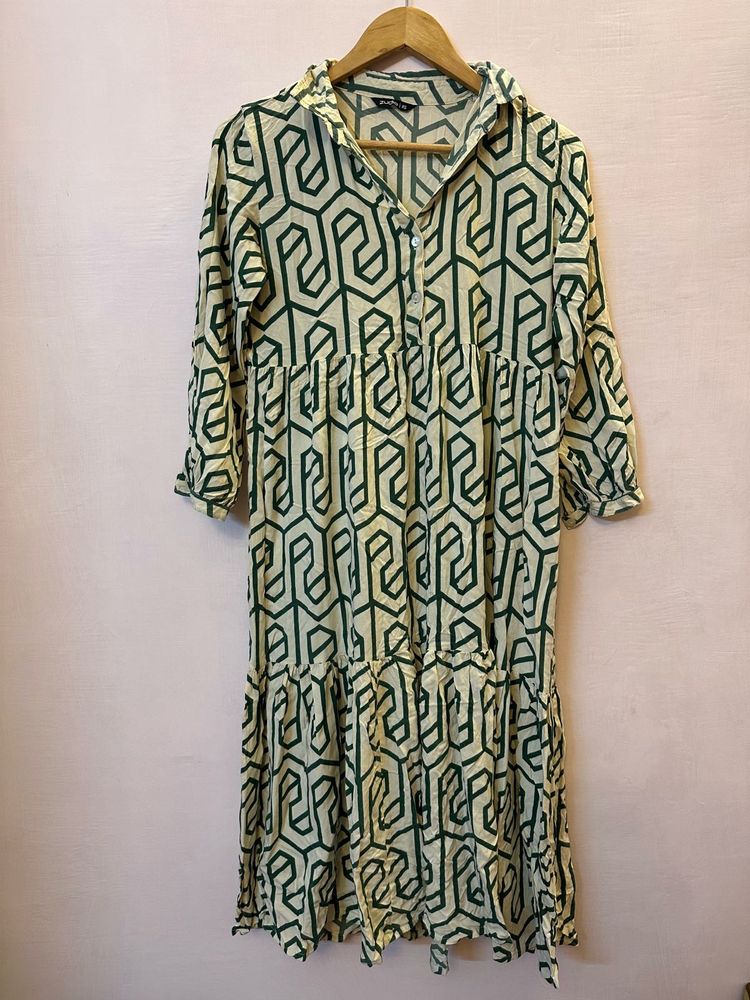 Geometric Print Shirt Dress