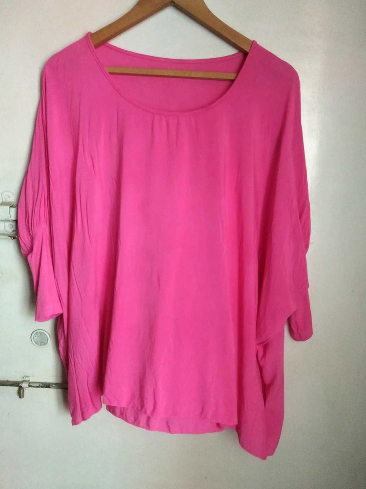 Pink Dolman Sleeve Over Size Top