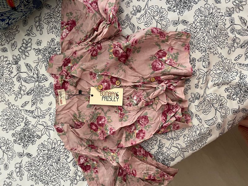 Bombay Paisley Floral Ruffle Blouse