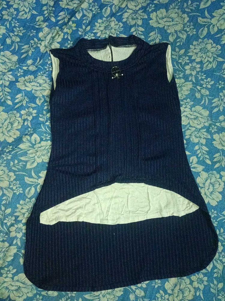 Navy Blue Hi-Lo Tank Top