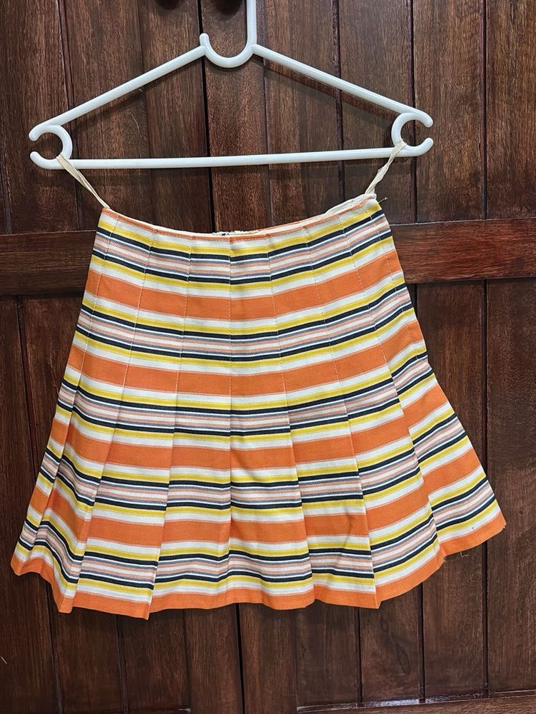 Striped Mini Skater Skirt