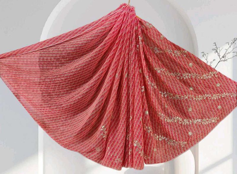 Red Embroidered Saree
