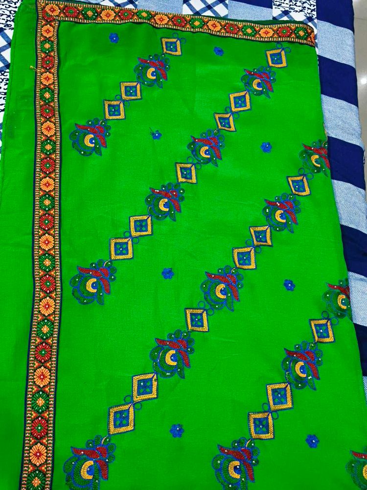 Green Embroidered Saree