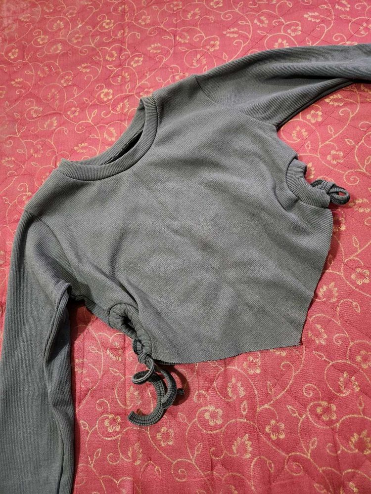 Gray Crop Top
