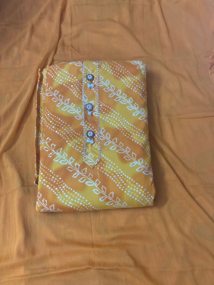 Yellow Printed Kurta