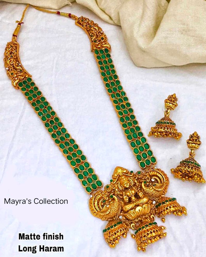 Elegant Green &amp; Gold Necklace Set