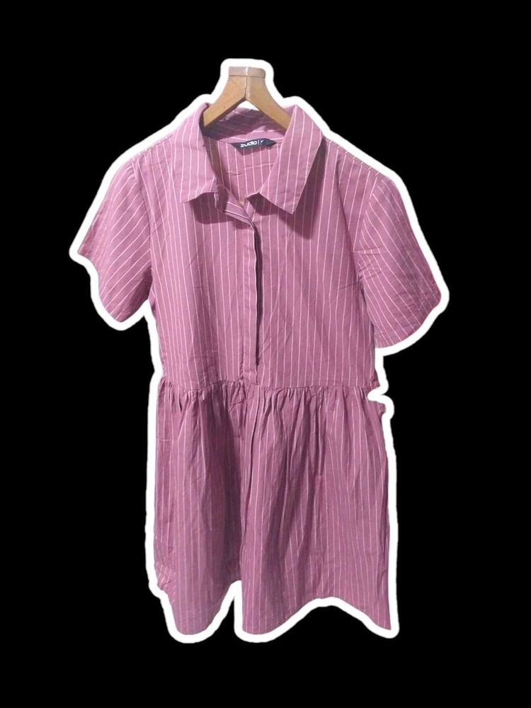 Striped Pink Shirt Dress