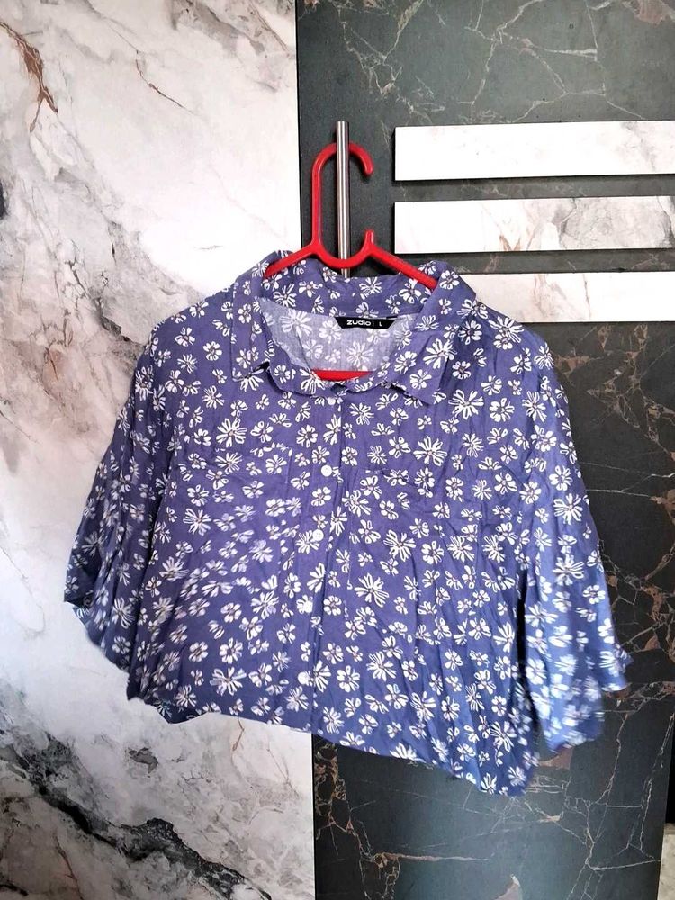 Floral Print Cropped Blouse