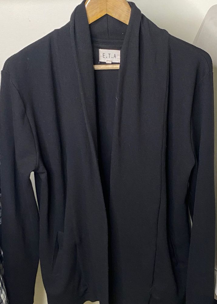 Black Open Front Cardigan