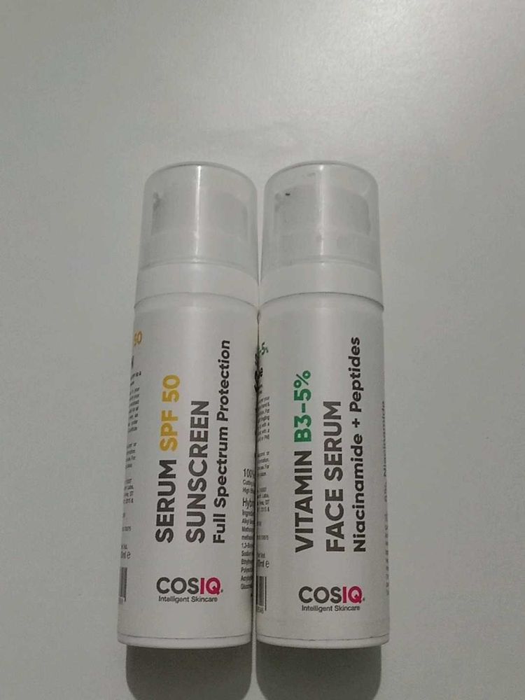 COSIQ Sunscreen &amp; Face Serums (2 Combo) 30ml+30ml