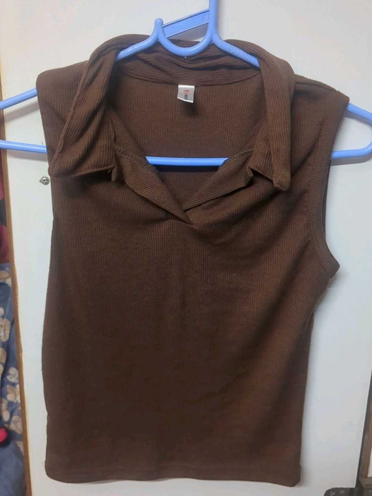 Brown Sleeveless Top