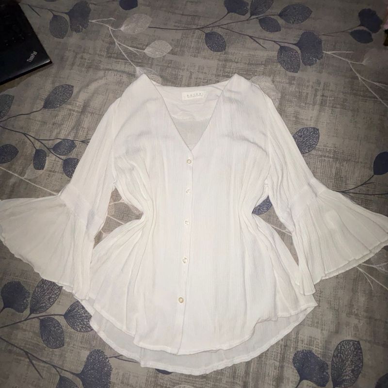 White Bell Sleeve Blouse