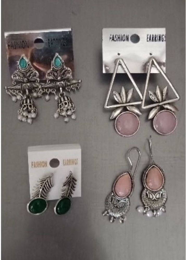 Pack of 4 Multicolor Oxidized Earrings