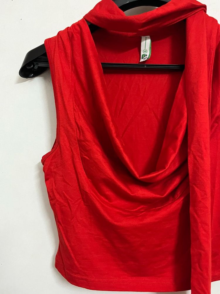 Newme red drape top