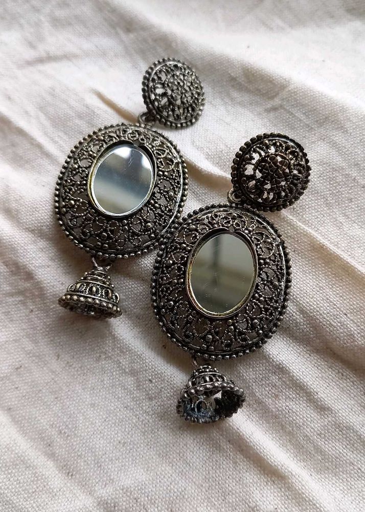 Silver Mirror Danglers
