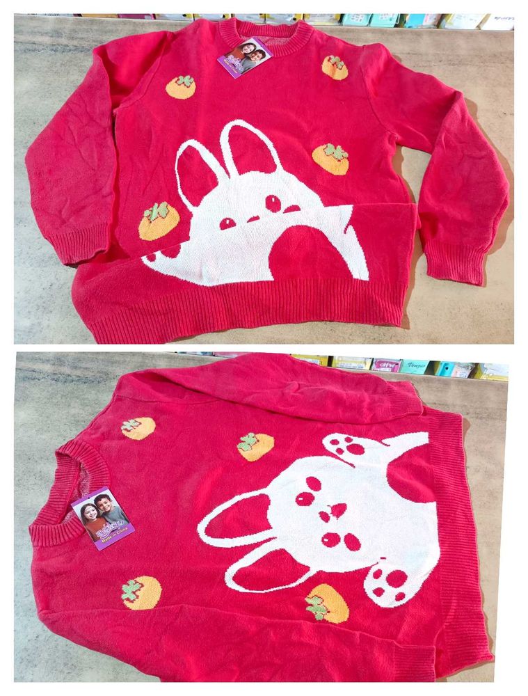 Cute Rabbit Graphic Knit Sweater