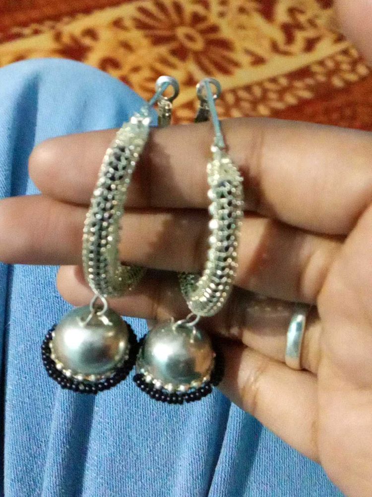 Silver Jhumka Earrings