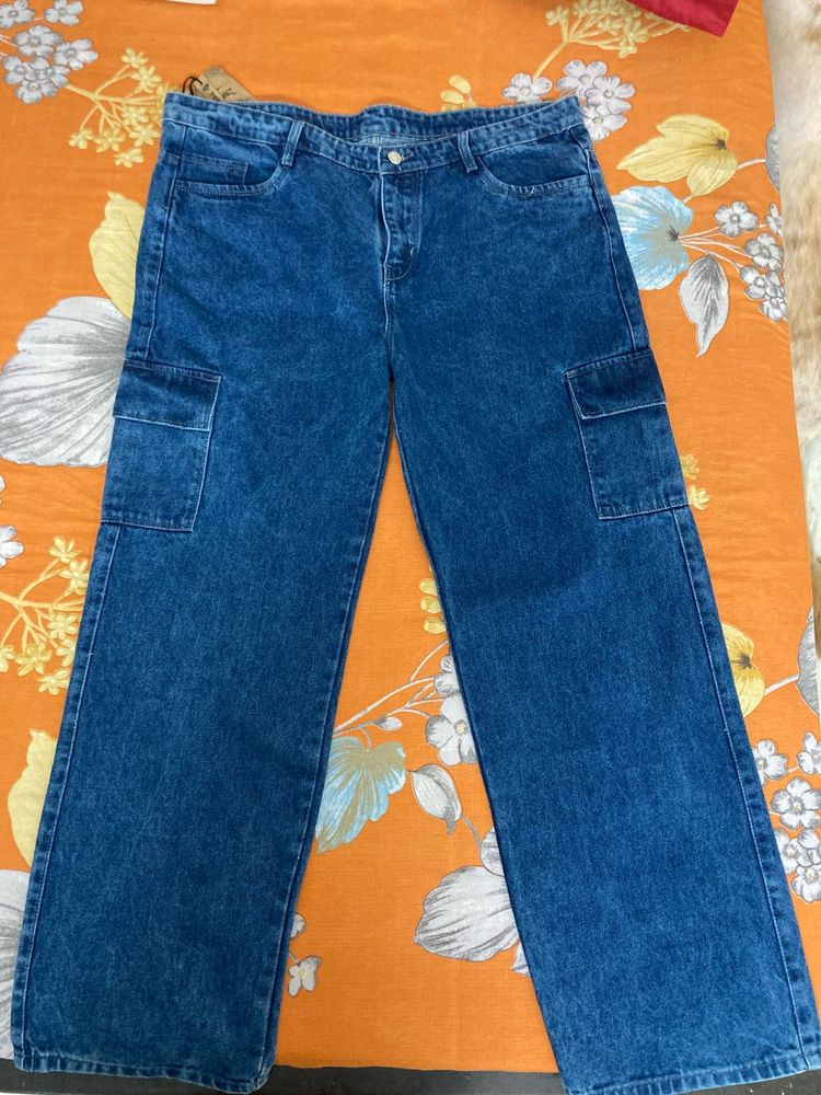 Vintage Blue Denim Cargo Pants