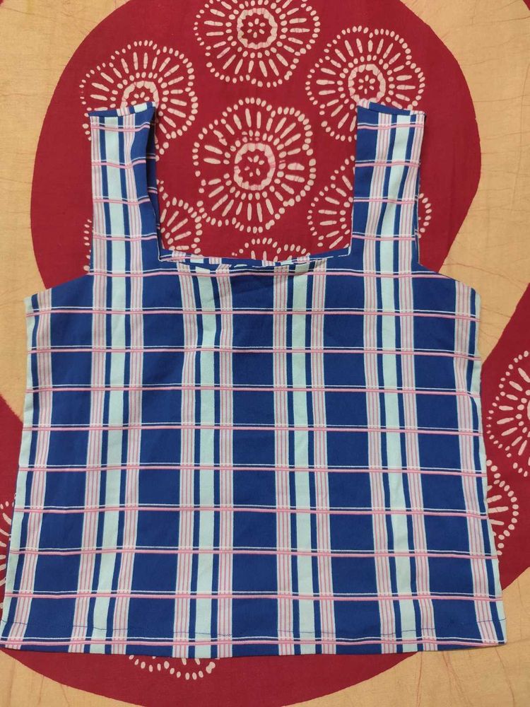 Blue Plaid Tank Top