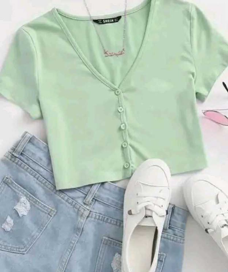 Cute Green Crop Top