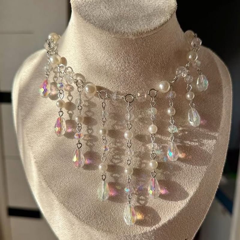 Pearl &amp; Crystal Dangle Necklace