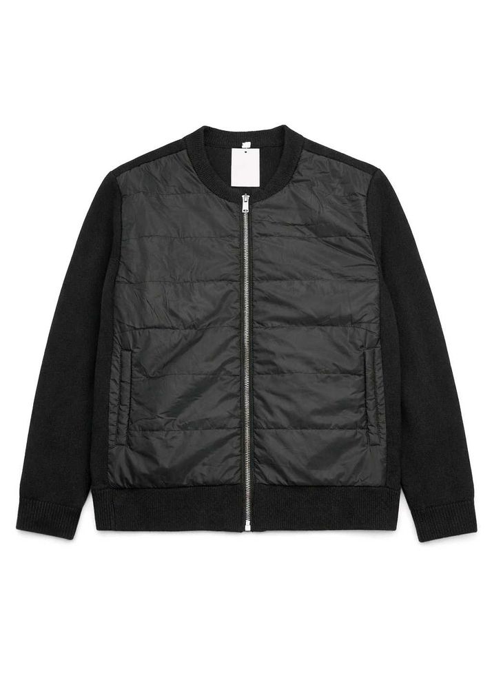 Black Zip-Up Quilted Jacket
