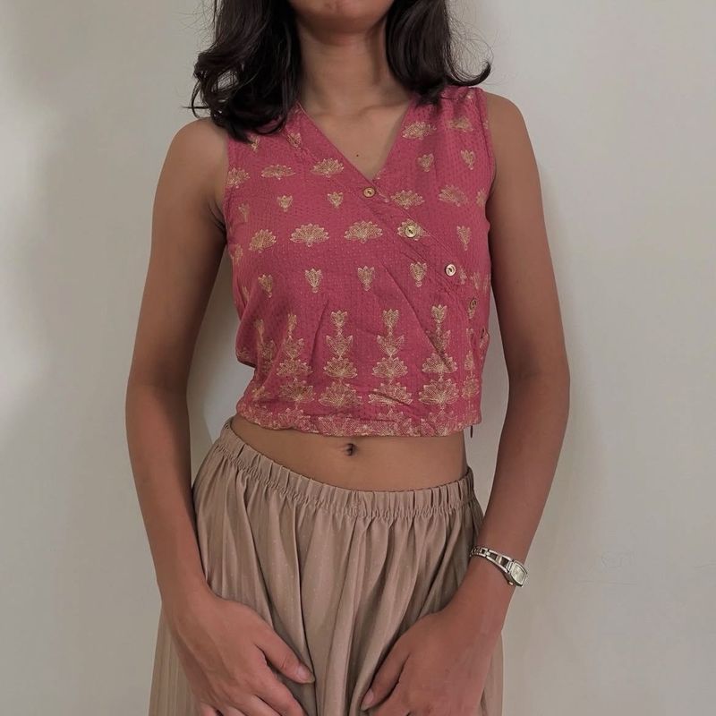 Rose Gold Floral Crop Top