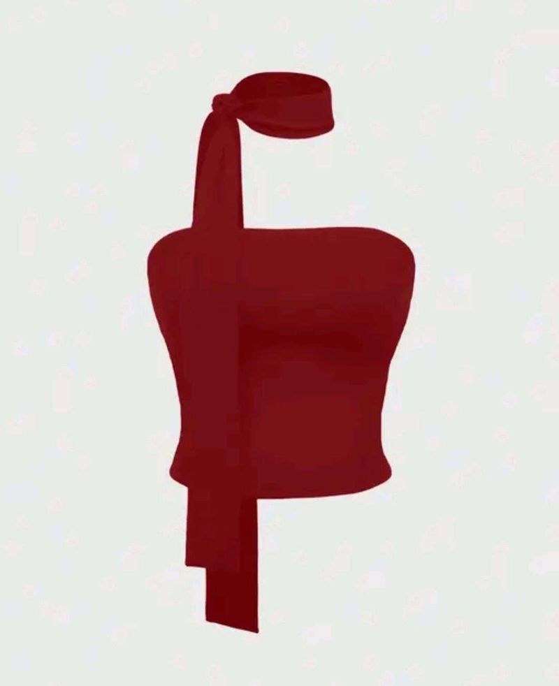 maroon tube top with scarf 💅🏻