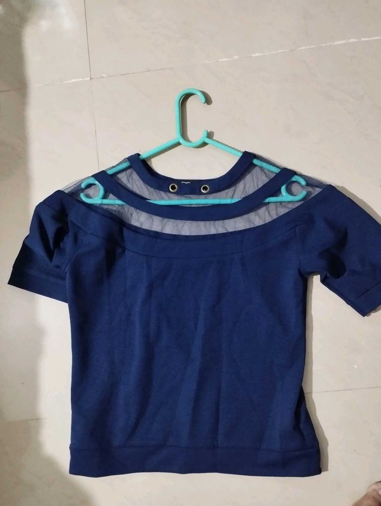 Stylish Blue Sheer Top