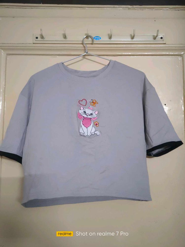 Y2K Marie Cat embroidery Tee