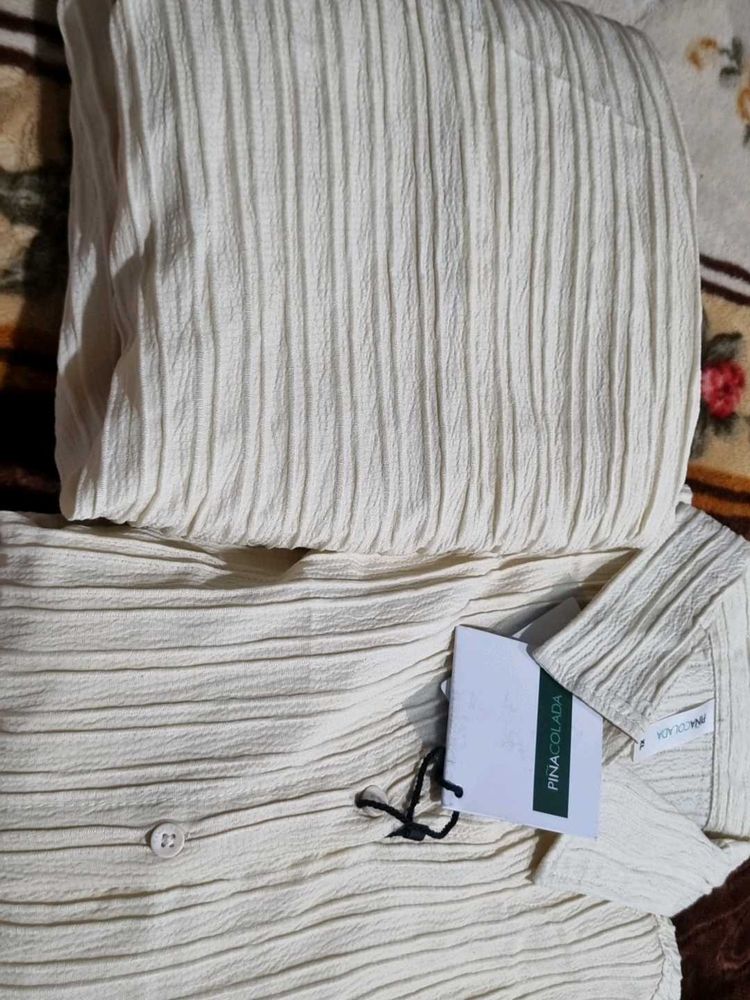 Beige Shirt skirt co ord set