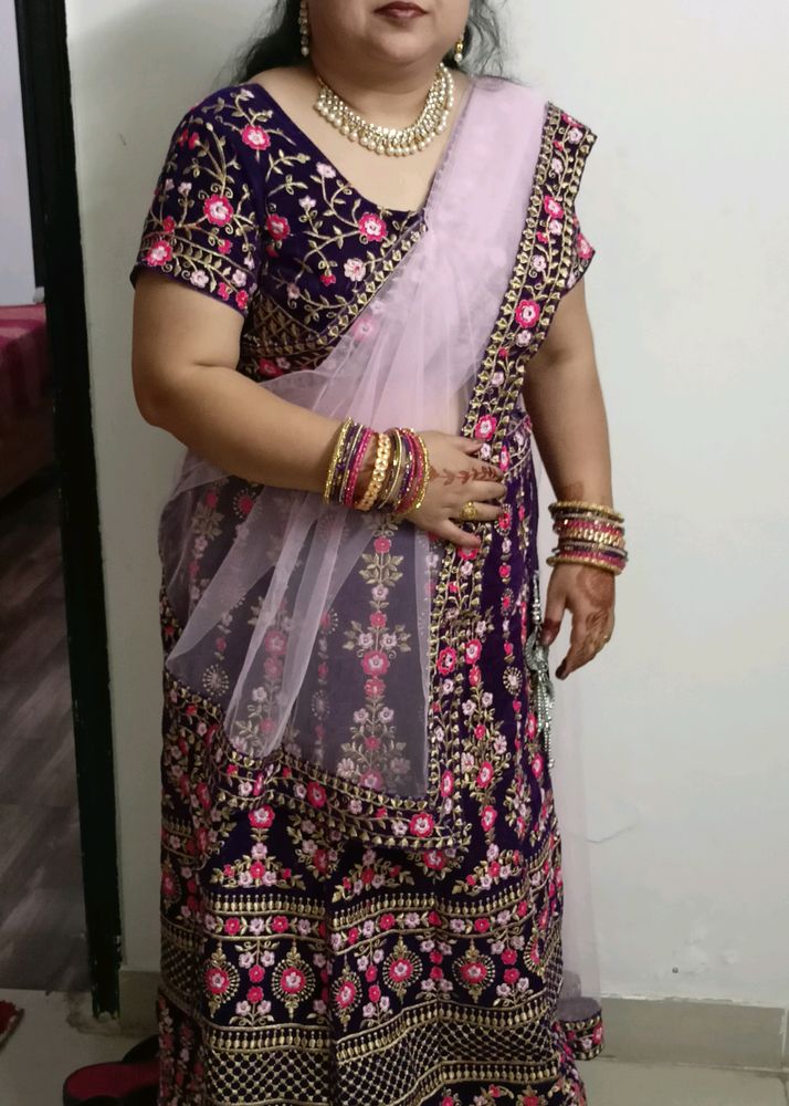 Women&#39;s Embroidered Lehenga With Blouse And Dupatt