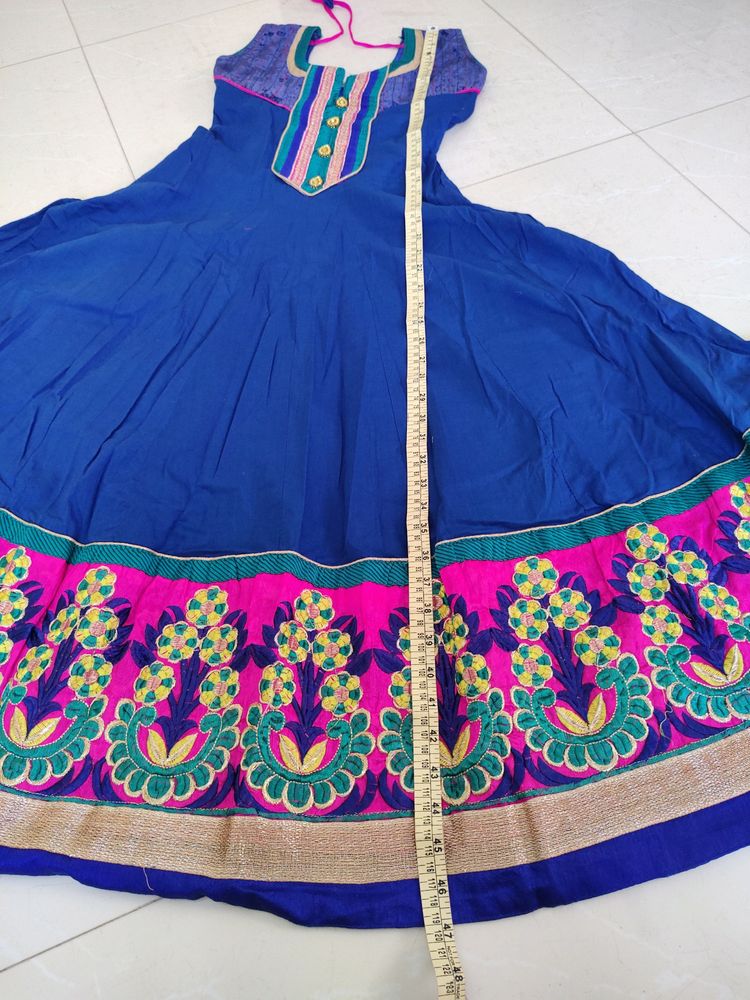 Pure Cotton Blue Dress With Embroidery Work